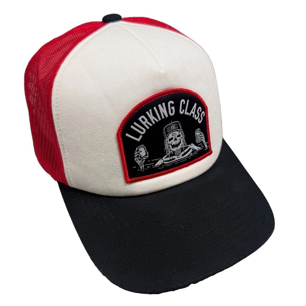 Lurking Class‎ by Sketchy Tank Hat Cap Snapback Trucker Skeleton Skull Red White